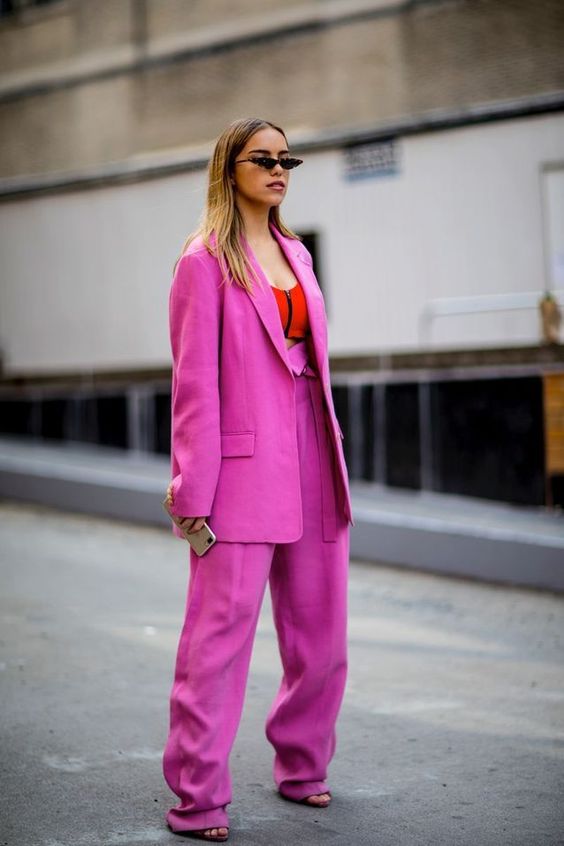 tailleur pantalon fuchsia