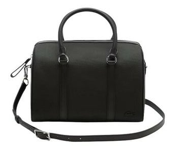 Sacco polochon nero in tela impermeabile del marchio Lacoste