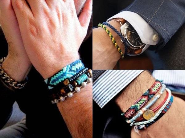 Diversi stili di braccialetti intrecciati per uomo