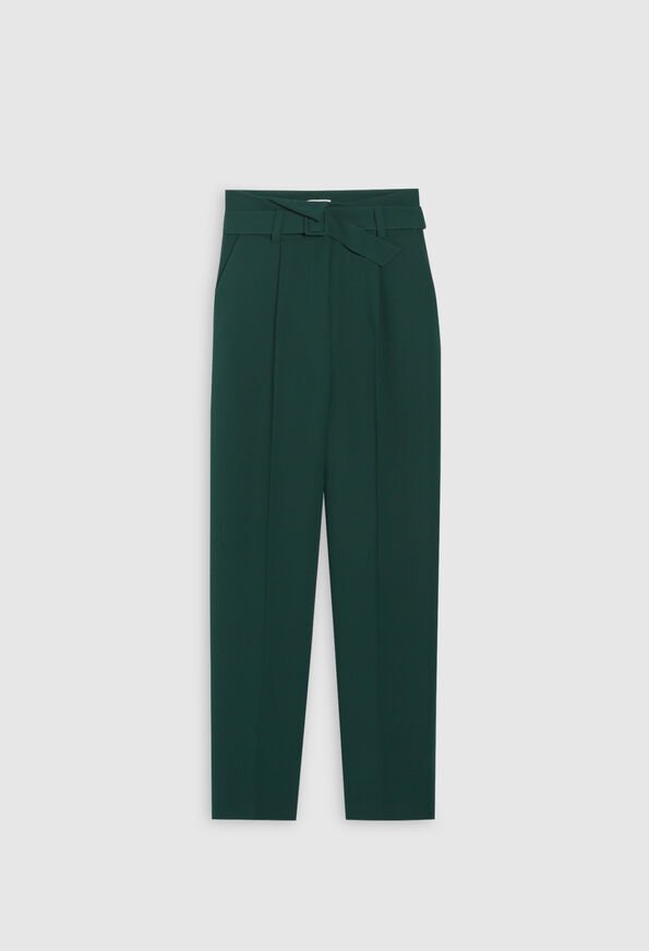 Pantalone da tailleur a vita alta verde foresta