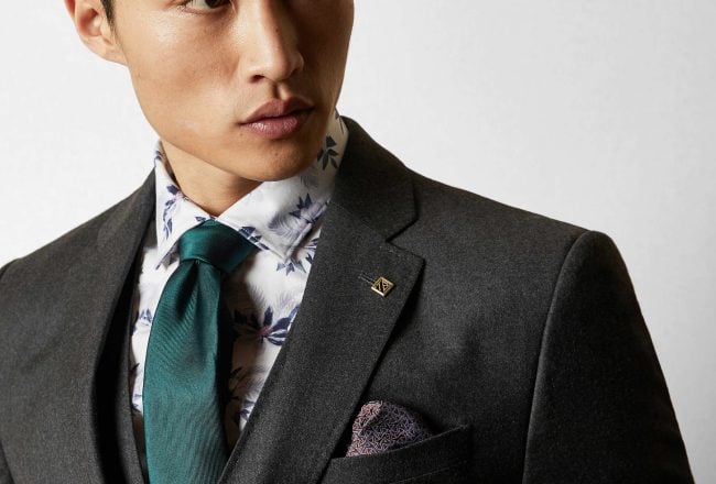 cravate en soie verte Ted Baker