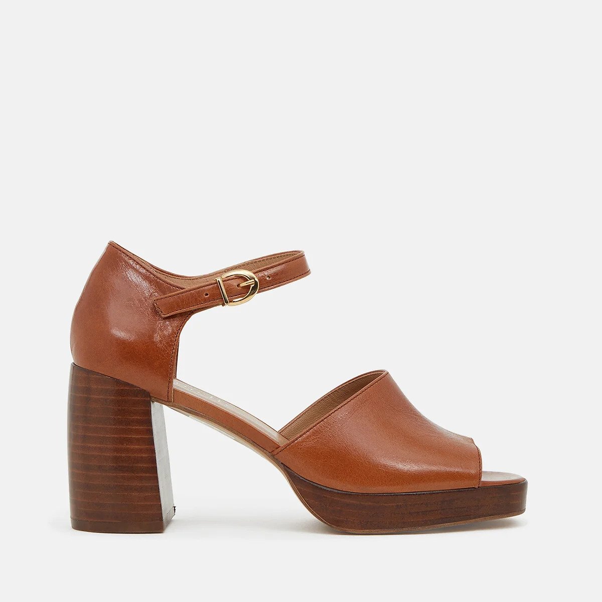 Sandale marron pour femme en cuir de la marque Minelli