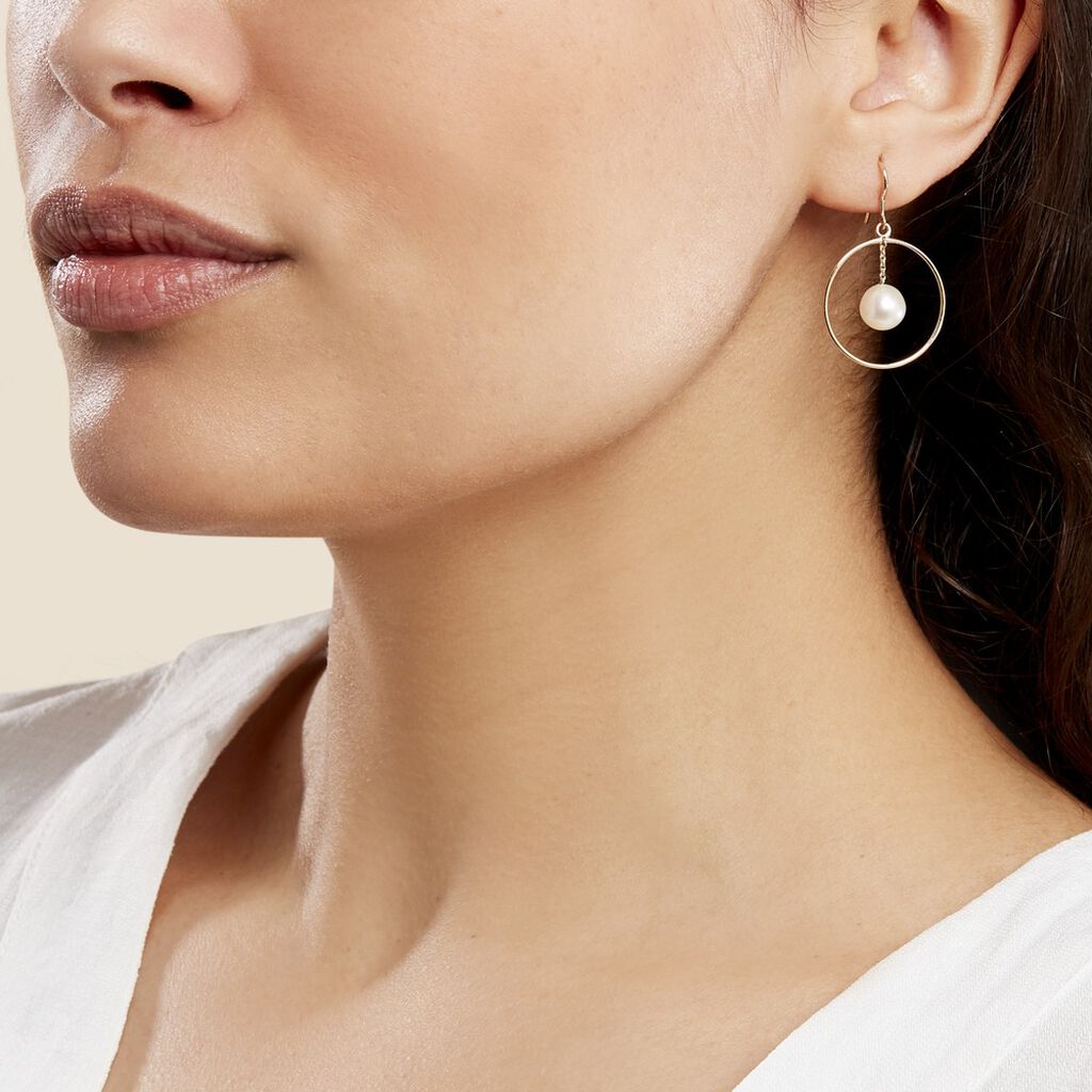 Boucles d'oreille pour femme pendantes arrondies Perle de Culture