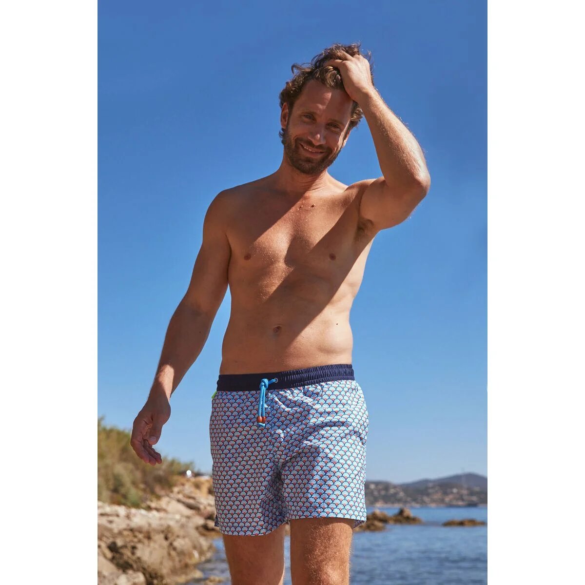 Pantaloncino da bagno stampato blu SENSU