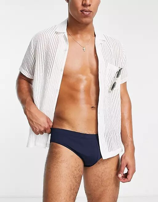 Slip de bain bleu marine Asos Design