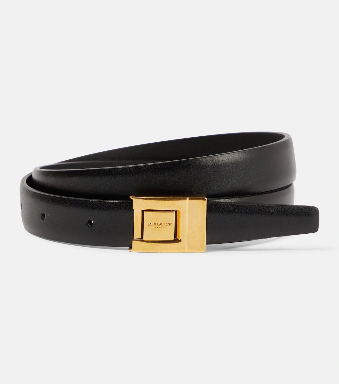 Produzioni Saint Laurent: sfilate al cinema! 26 Ceinture en cuir Saint Laurent con boucle dorata rettangolare