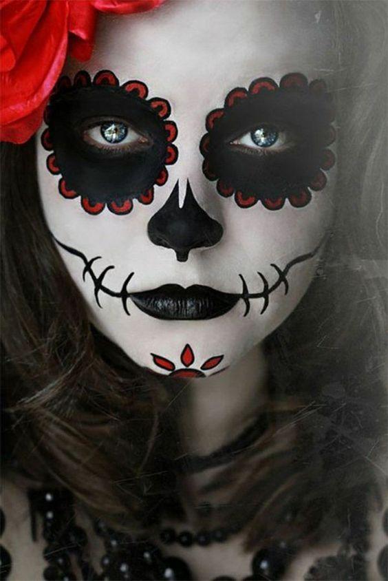 Idee de maquillage Halloween Tete de mort