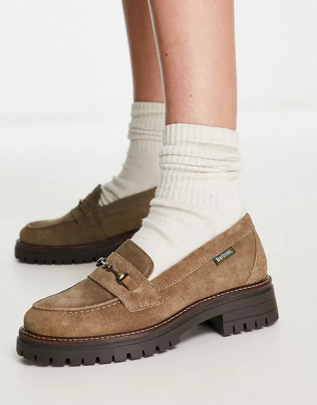 barbour brooke mocassins en daim taupe neutral 48125125560298 Modalova