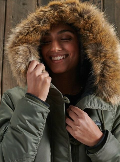 Parka courte femme Kaki Superdry