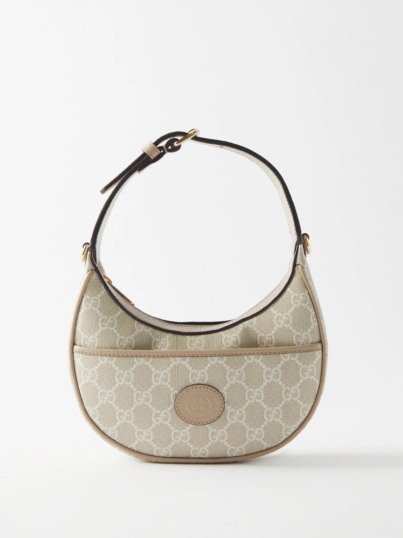 Borsa a spalla a mezzaluna Gucci monogram