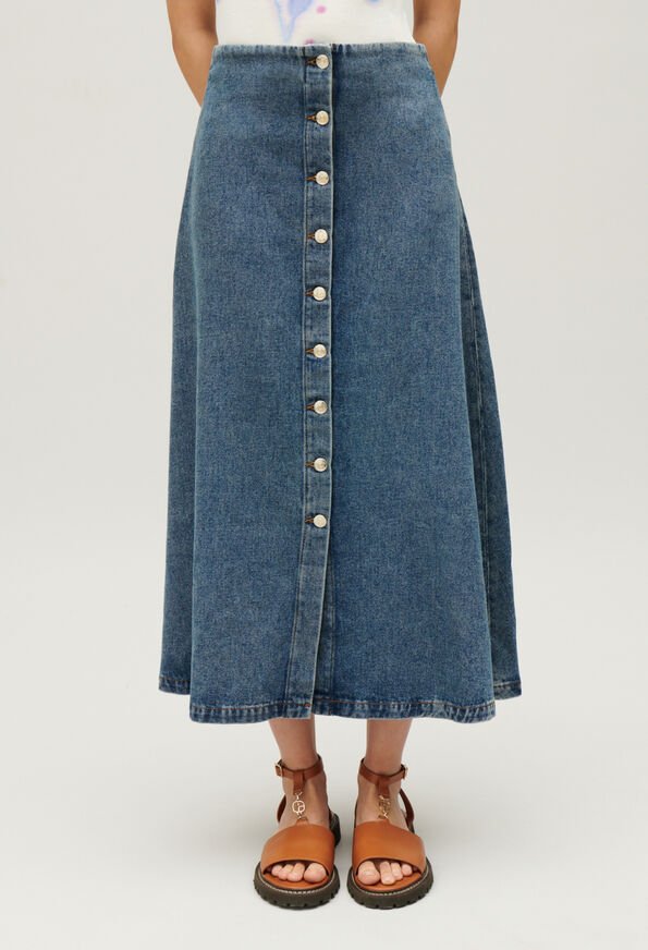 Gonna midi Claudie Pierlot in denim