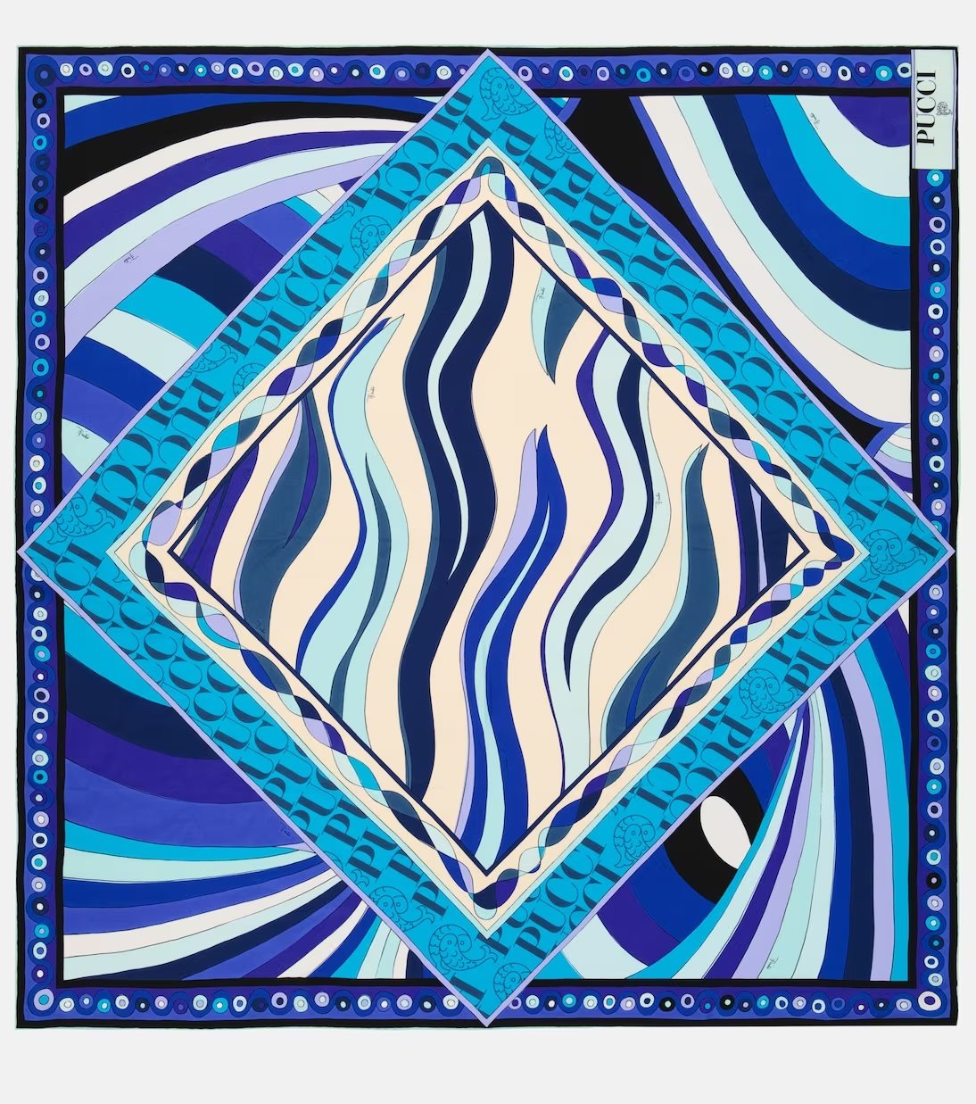 Foulard in seta a motivi Pucci blu cobalto