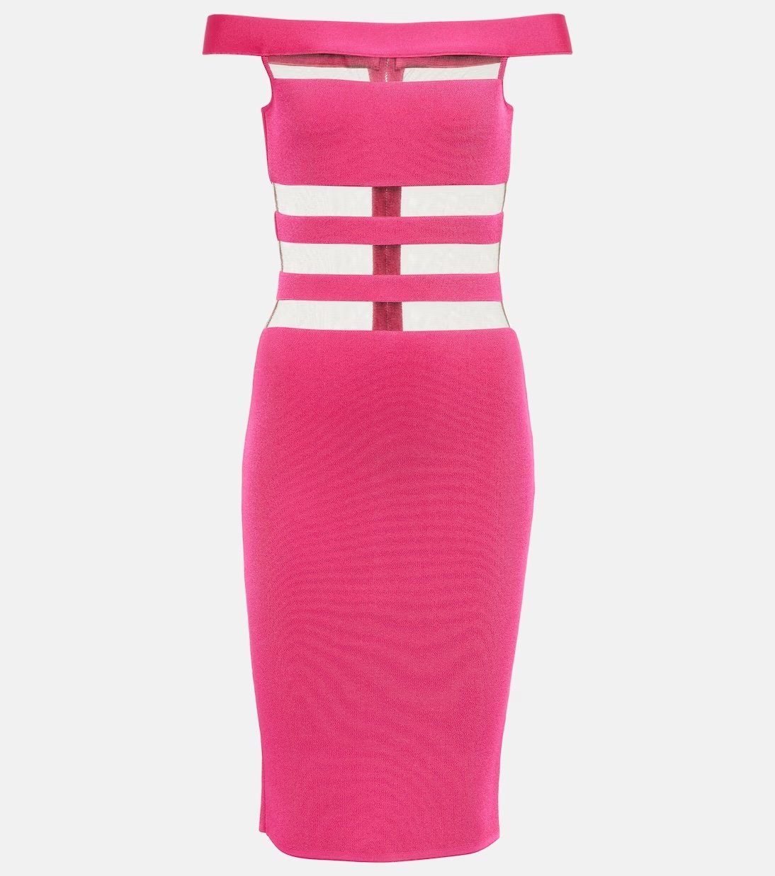 Abito rosa a col Bardot Balmain