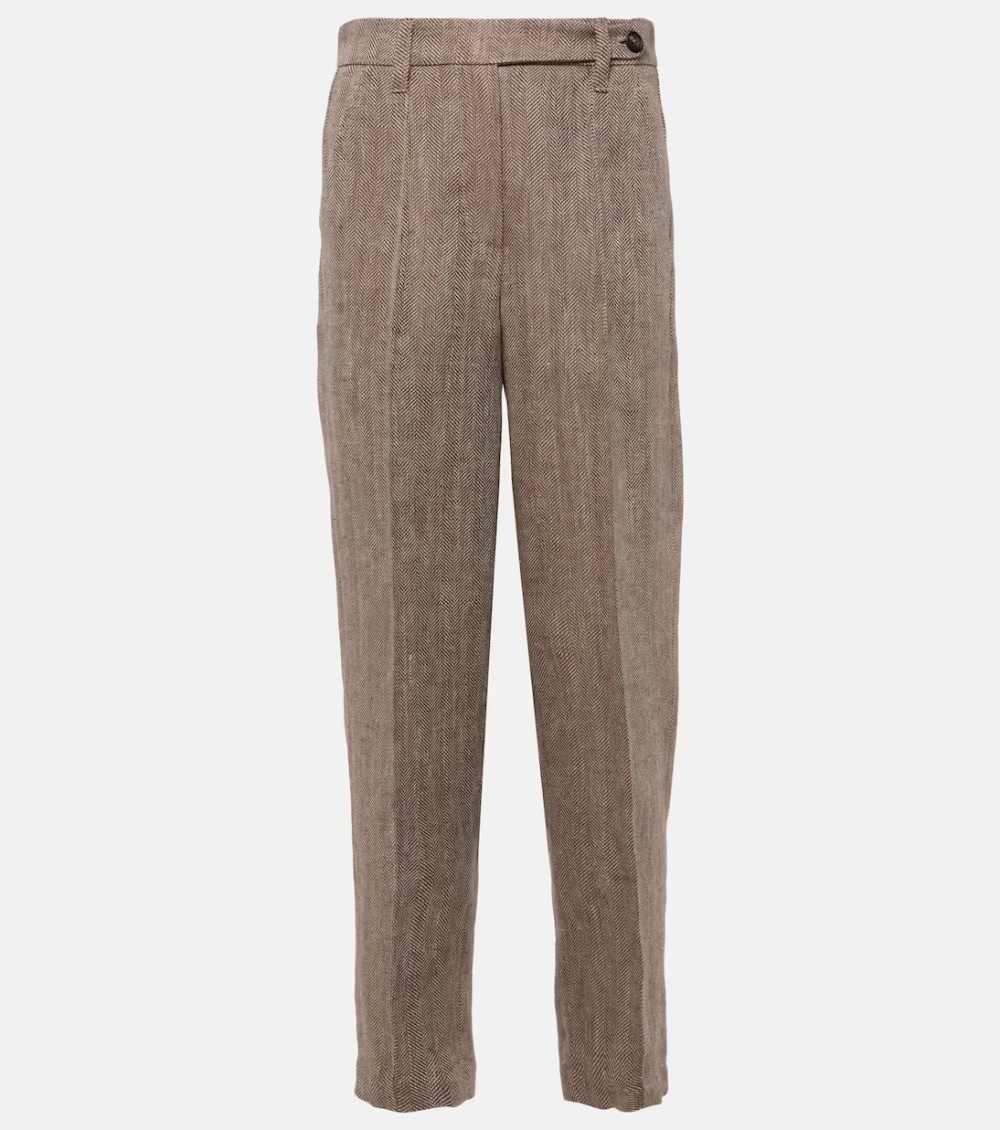 Pantalone in lino fusiforme beige Brunello Cucinelli