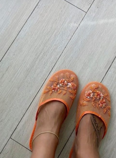 Chinese slippers en mesh et perles