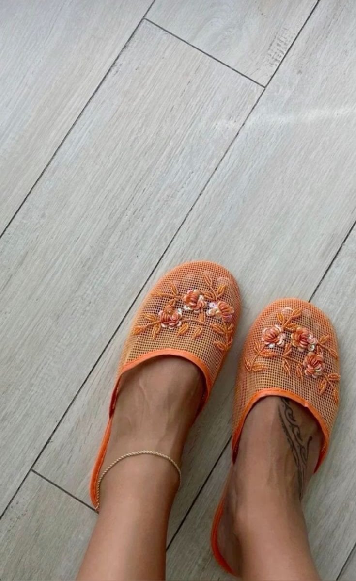 Chinese slippers en mesh et perles