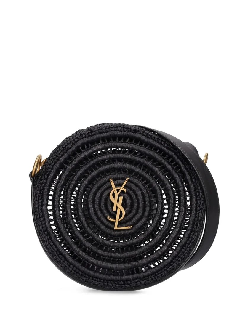 Borsa rotonda in rafia nera Yves Saint Laurent