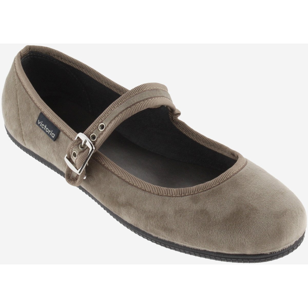 Ballerine con cinturino in velluto Victoria beige