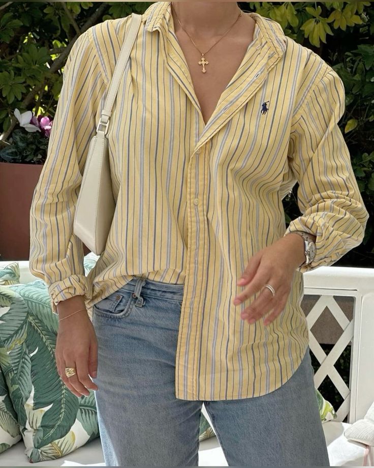 Camicia a righe buttermilk yellow Ralph Lauren