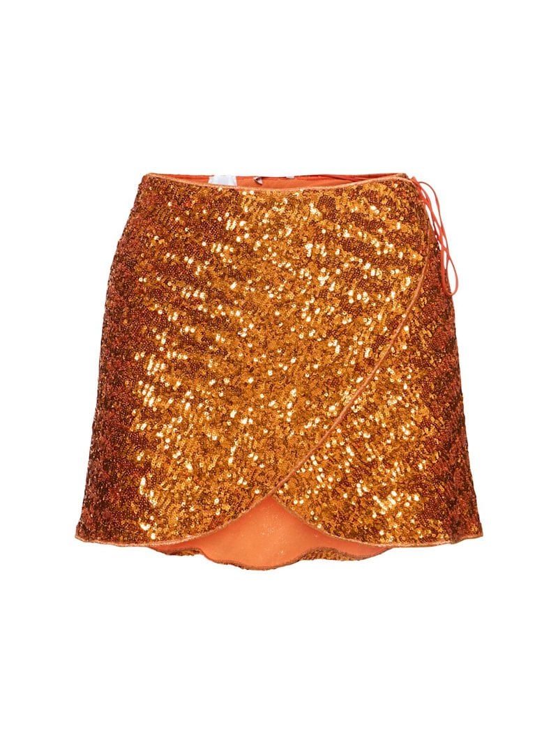 Gonna corta di paillettes arancione Oséree Swimwear