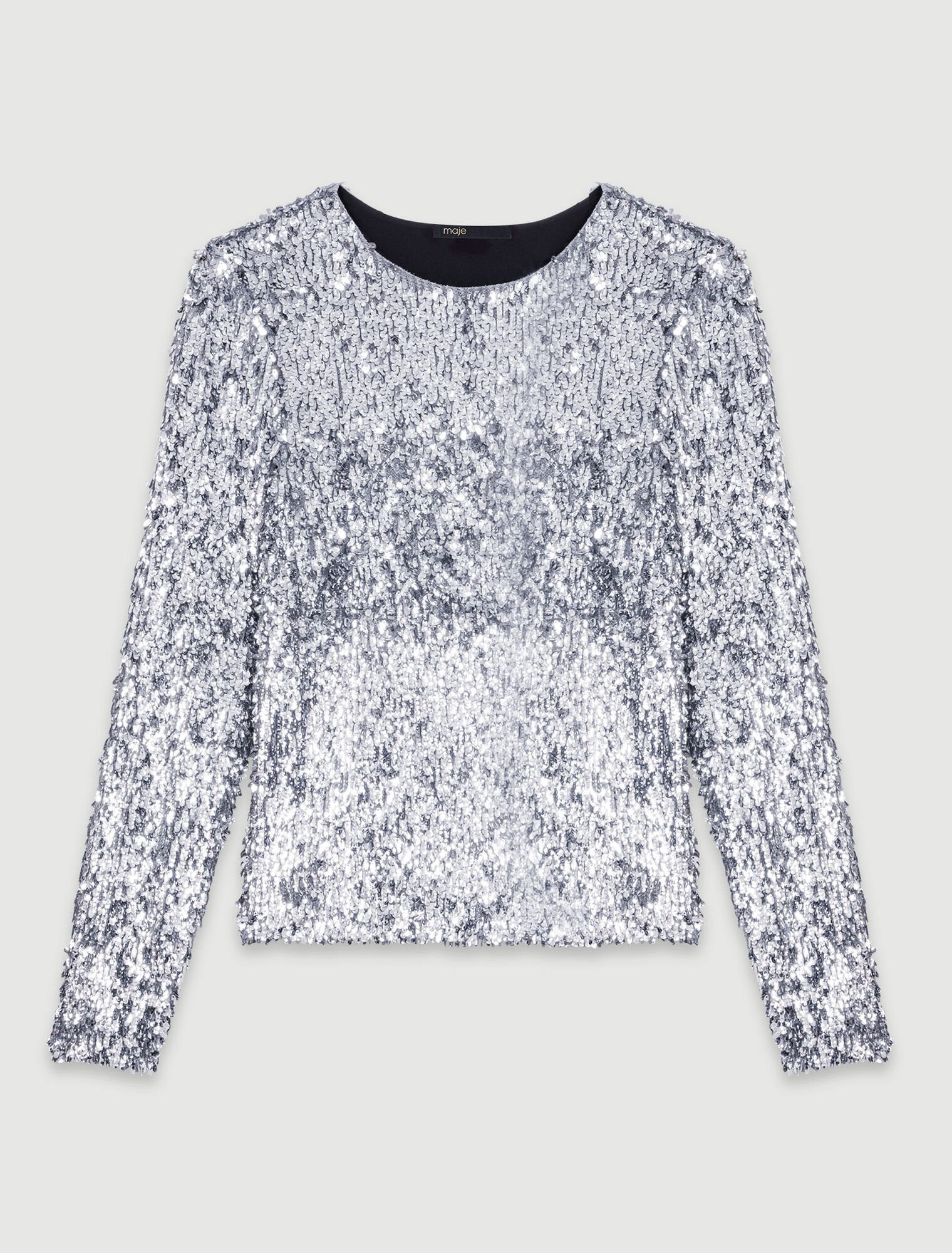 Top in paillettes a maniche lunghe Maje