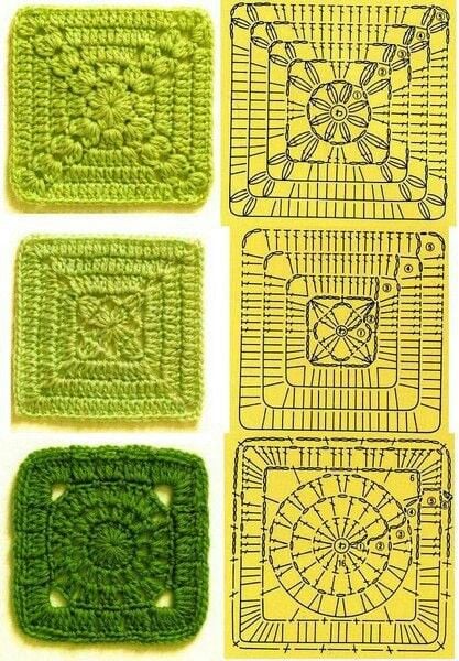 Exemple de motifs granny square crochet