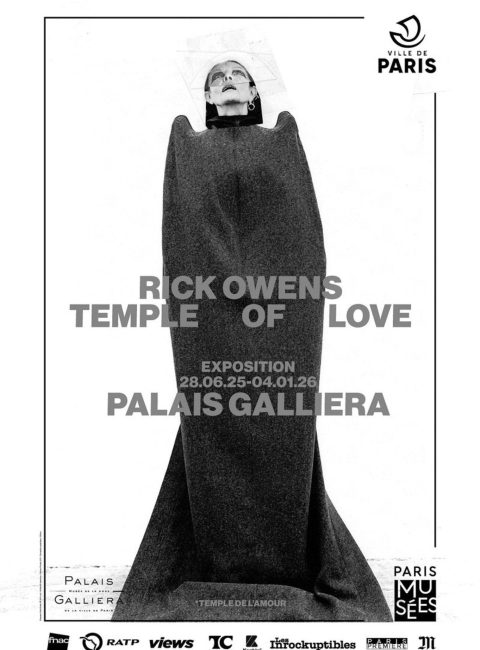 Affiche exposition Rick Owens, Temple of Love au Palais Galliera, retour Modalova