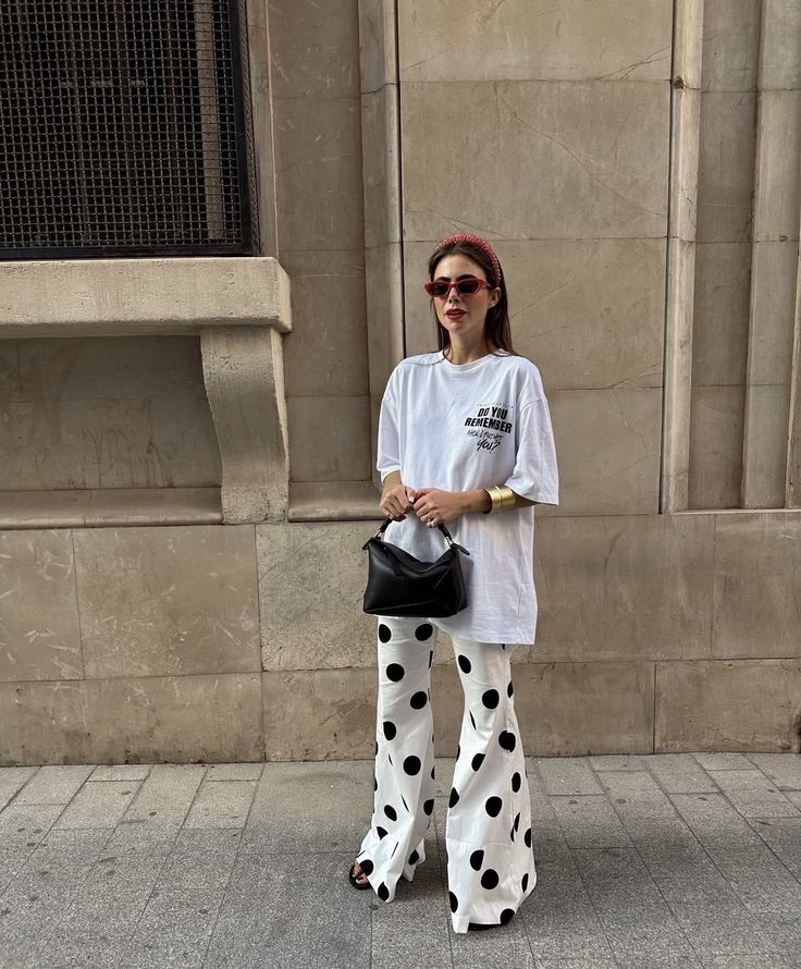 Pantalon flare à points