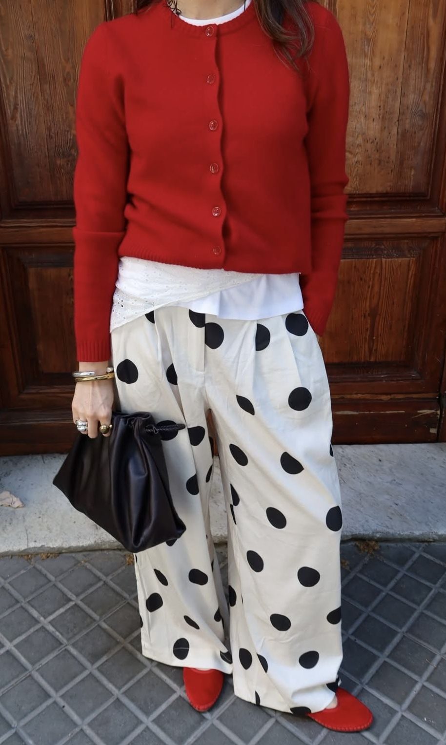 Pantalon large à pois