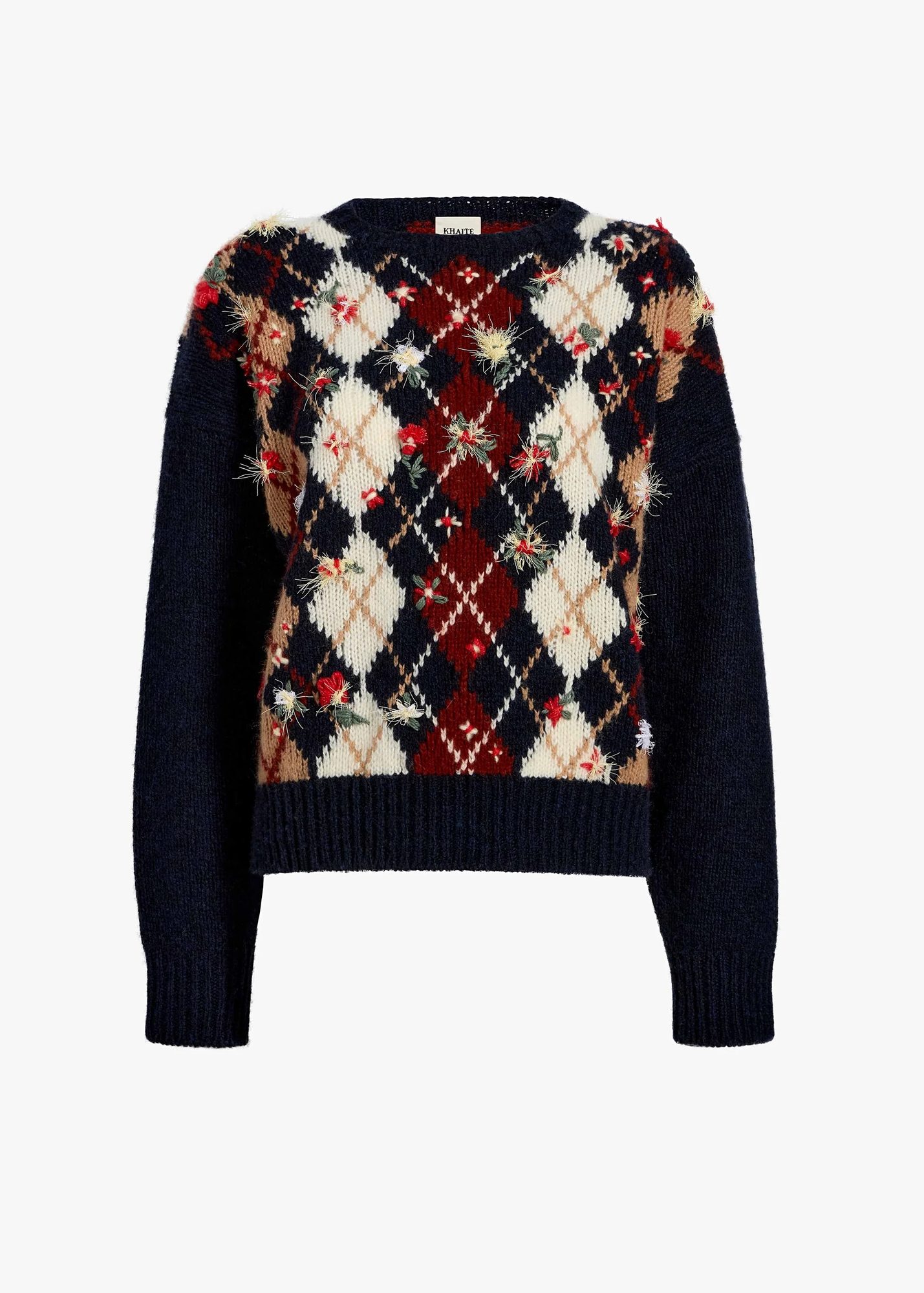 Il tartan e l'argyle come motivi distintivi di quest'autunno 7 Pullover in maglia motivo argyle e fiori Khaite